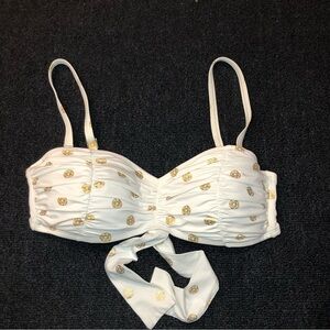 Lilly Pulitzer White & Gold Circular Print Bikini Top Size 2